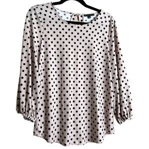 Adrianna Papell Blouse Top Women Medium Pink Polka Dot Business Casual Comfort